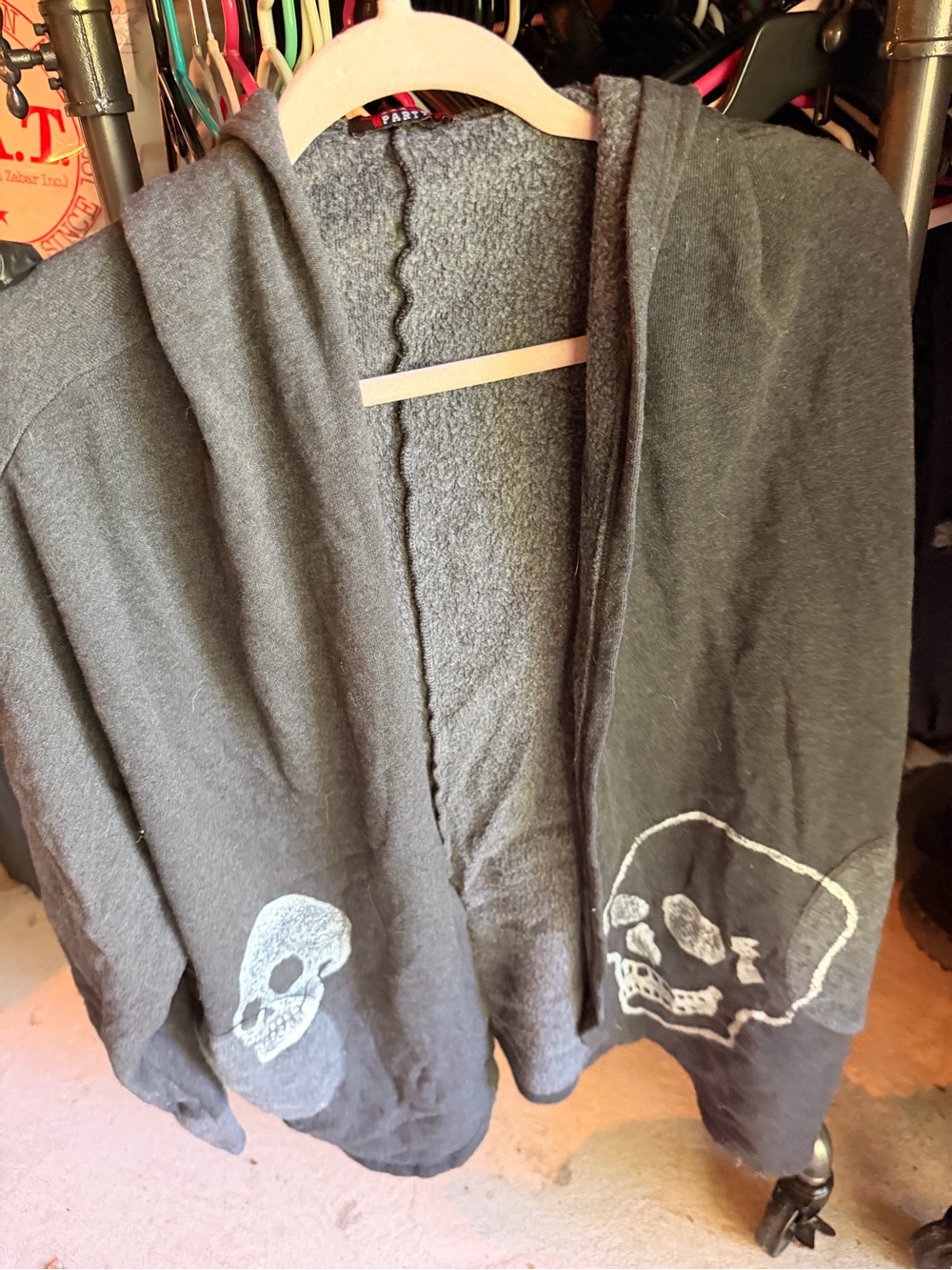 PartyLite Black Hooded Cape with Skull Accents